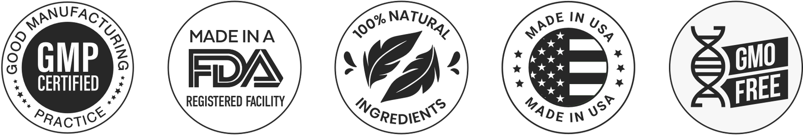 GMP certified, made in an FDA registered facility, natural ingredients, made in USA, GMO free